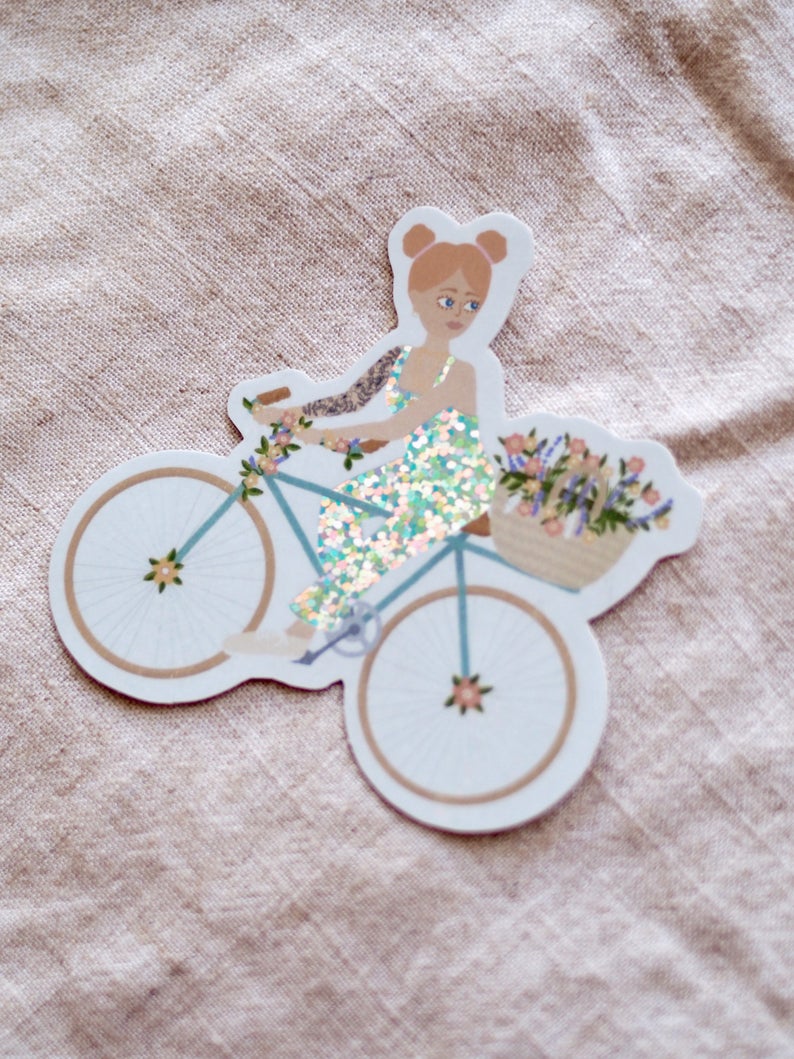 Sticker pailleté "Bike Girl"