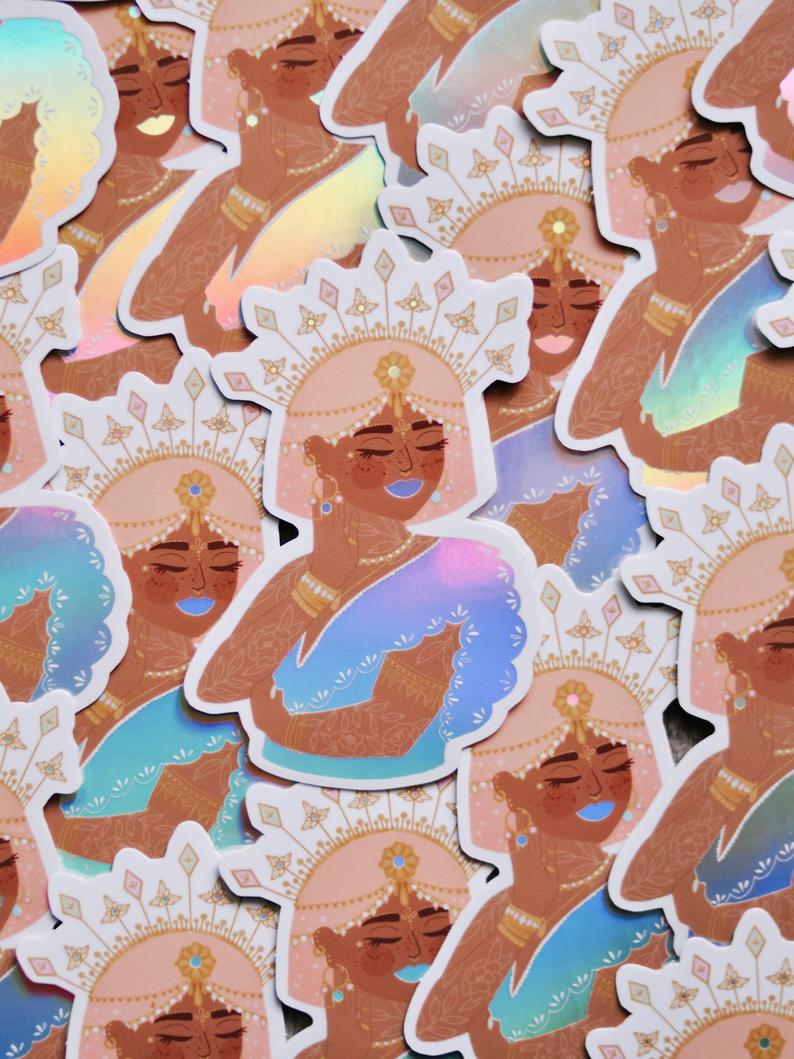 Sticker holographique "Hindila, the Golden Queen"