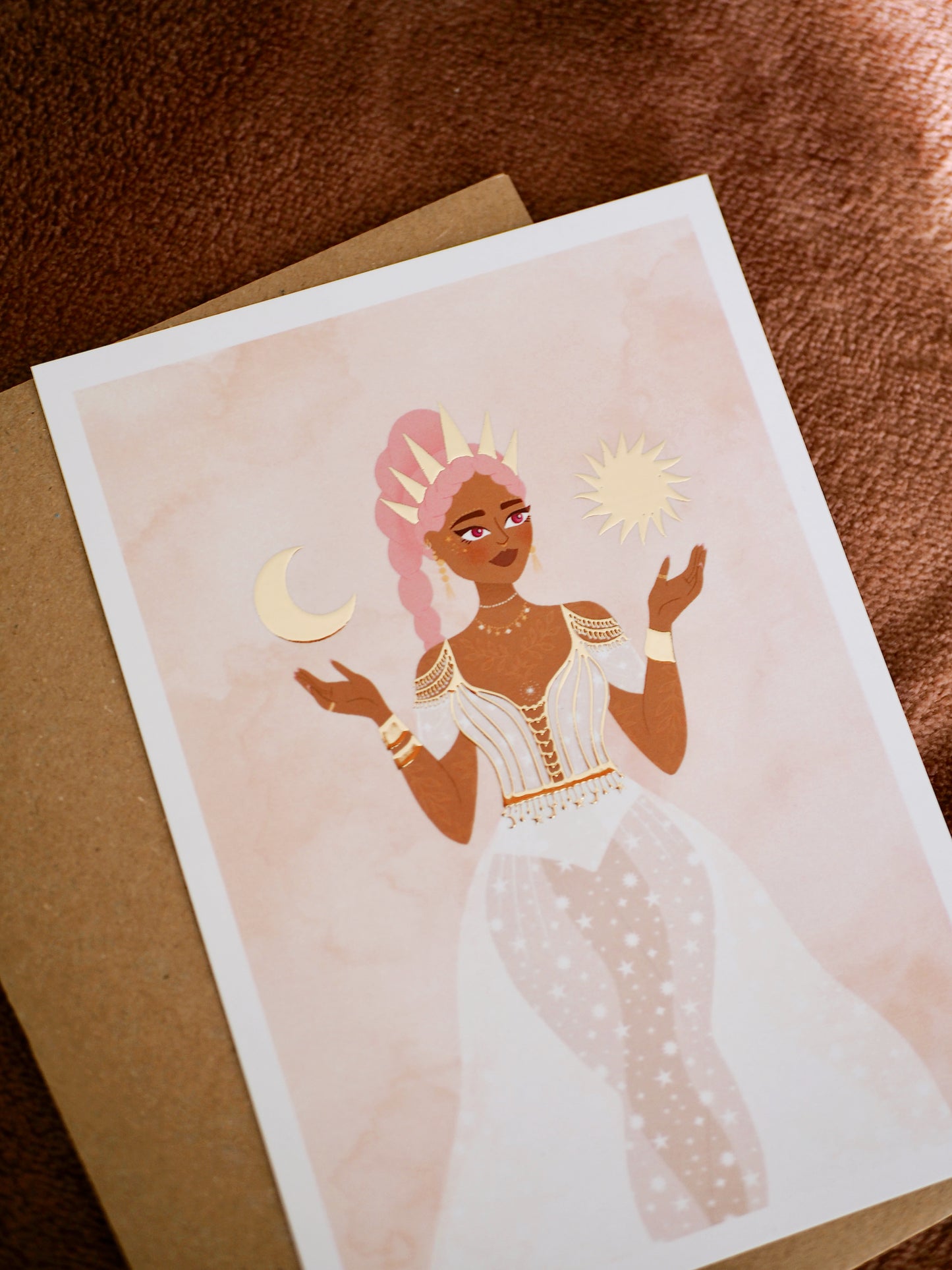 Carte postale avec dorure « Sun & Moon Goddess »