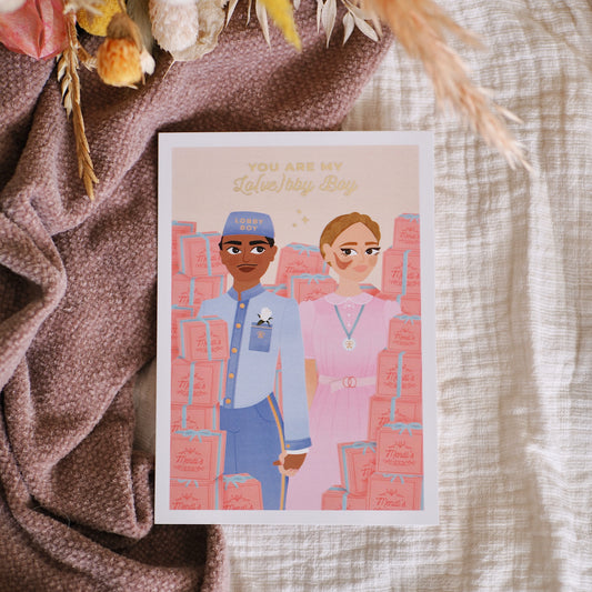 Carte postale avec dorure "The Grand Budapest Love"