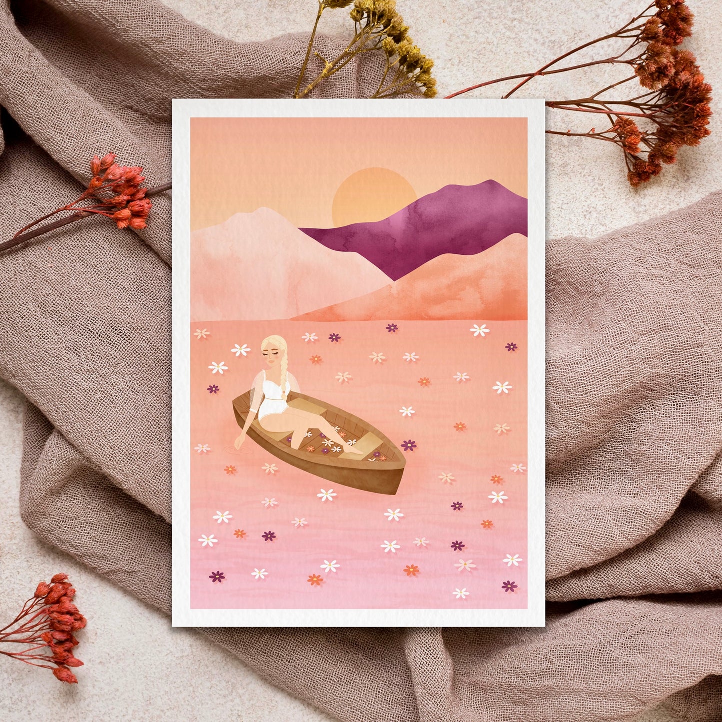 Affiche / Poster A4 • Illustration « Sunset Lake »