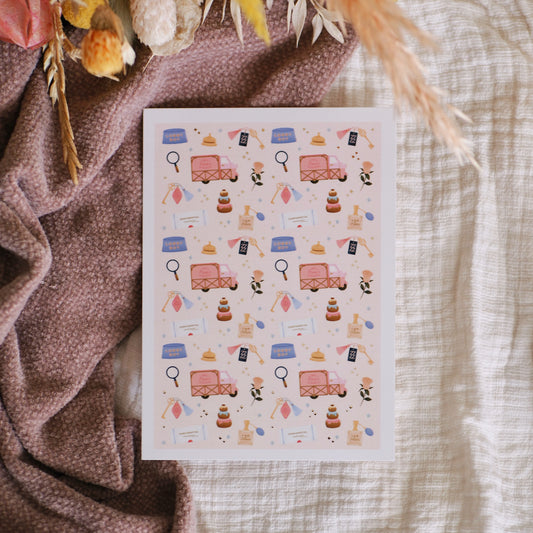 Carte postale avec dorure "The Grand Budapest Pattern"