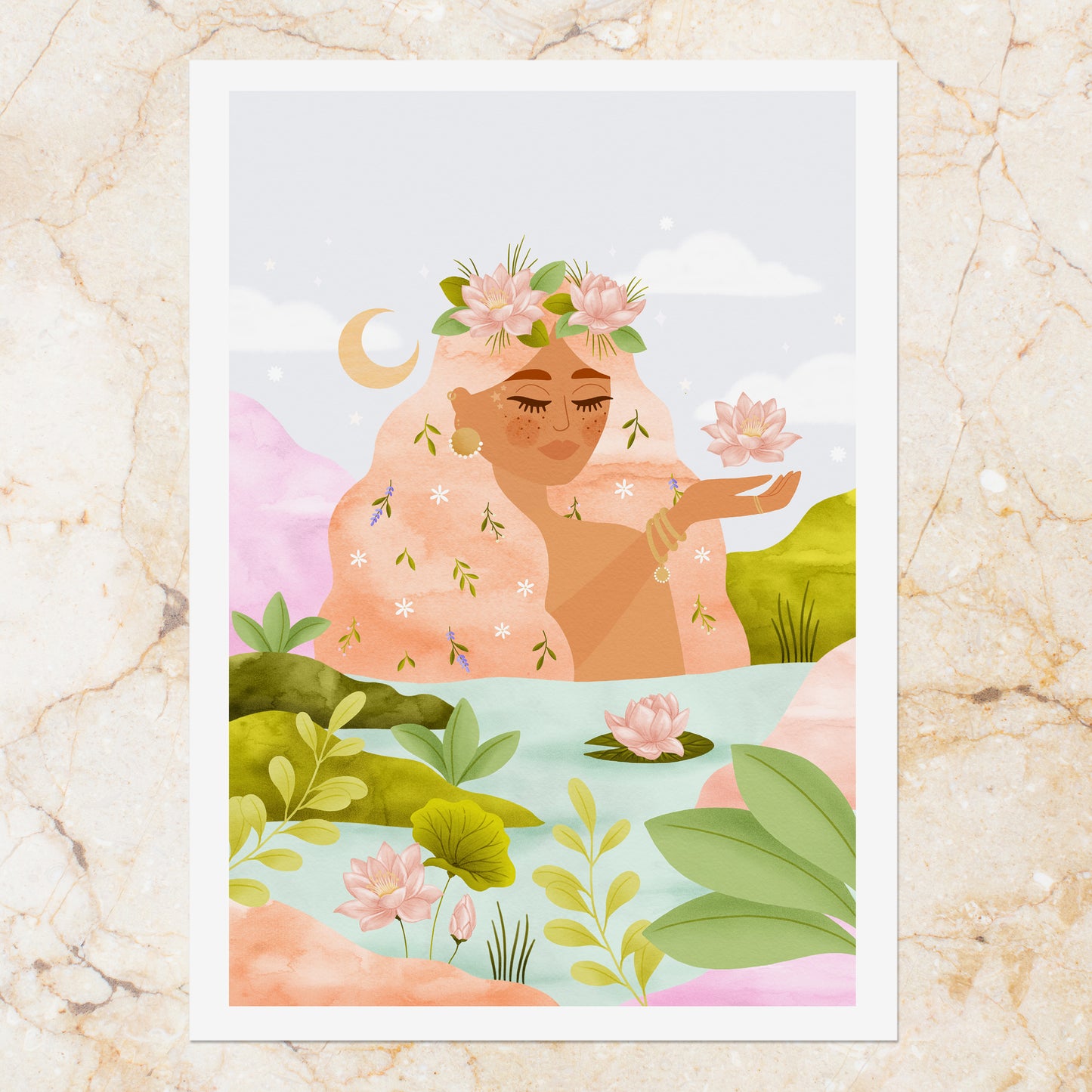 Affiche / Poster A4 • Illustration « Lady Lotus »