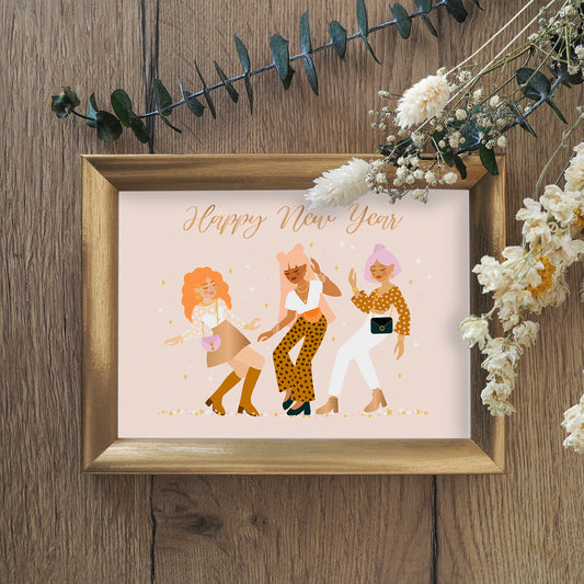 Carte de voeux avec dorure • Illustration "Happy New Year"